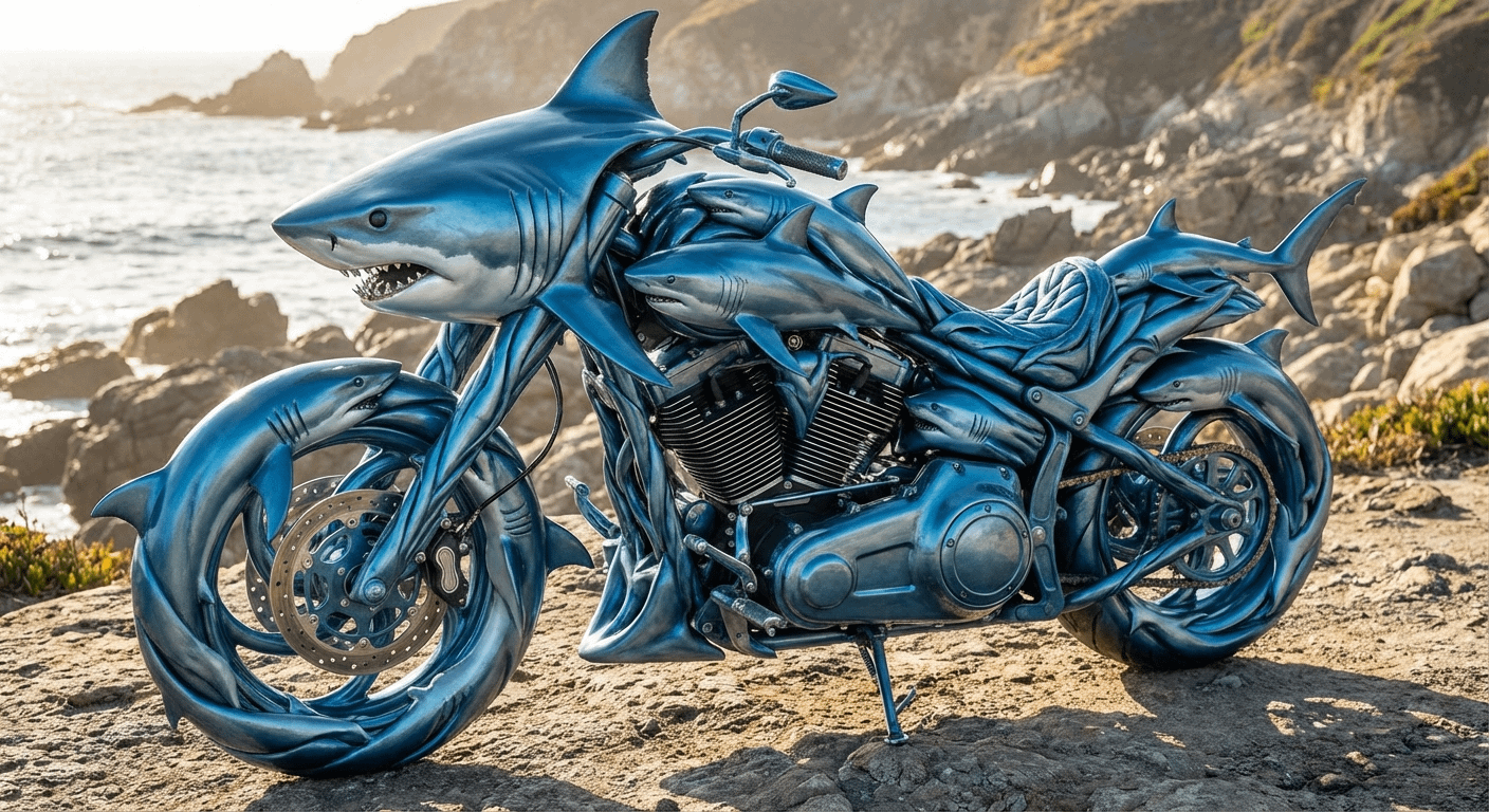 A Motorbike Made of Sharks